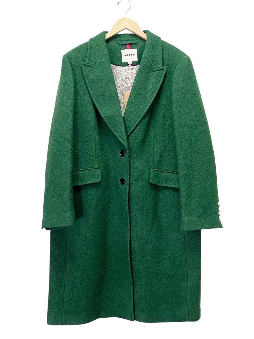 NWT Boden Edinburgh Wool Coat US 20-22R Emerald Green Long Overcoat - Picture 2 of 16